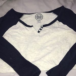 Navy and White baseball tee
